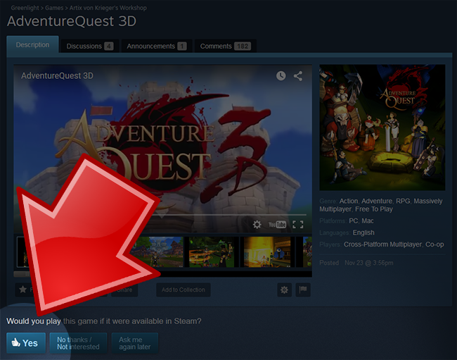AQ3D on STEAM, Just Click YES