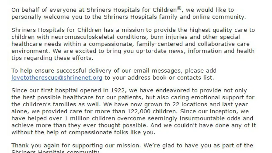 Shriner's Letter