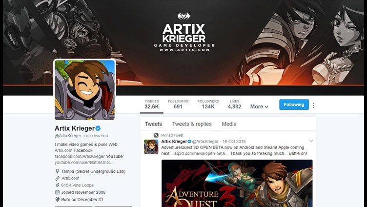 AQ3D Artix Twitter