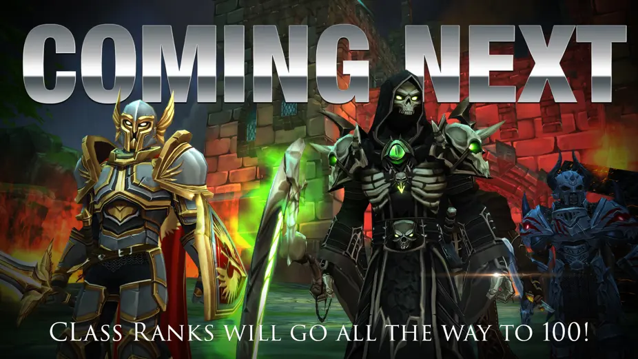 Coming next in AdventureQuest 3D.... rank classes up to 100