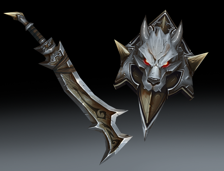 Werewolf shield and sword items
