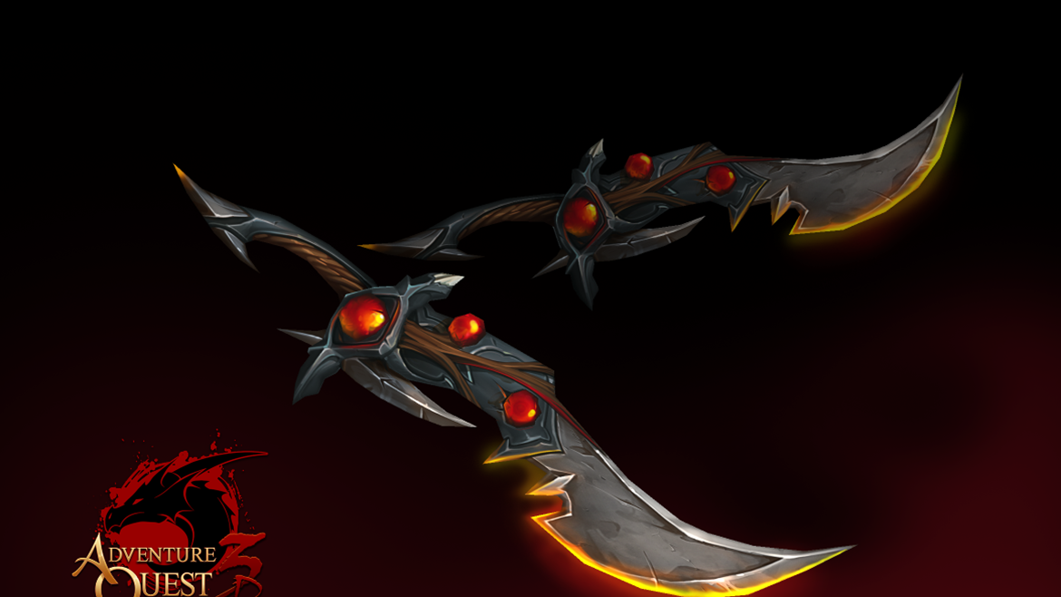 AQW New NostalgiaQuest Dual weapons! Dual Dragon Blade of Nulgath and  Phoenix Blade of Nulgath 