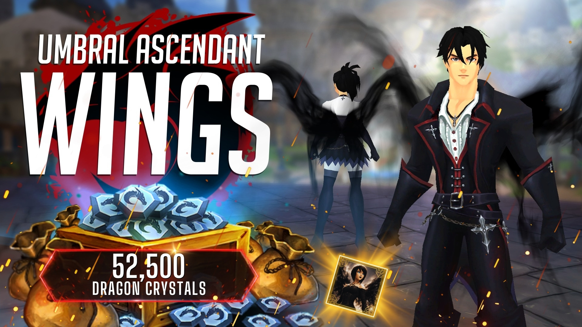 Get 52500 Dragon Crystals + Umbral Ascendant Wings in our Premium DC Package